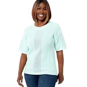 Laurie Felt Cotton Short Sleeve Sweater Mint Size XS NWOT